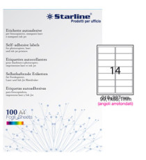 Etichette adesive - in carta - angoli arrotondati - permanenti - 99,1 x 38,1 mm - 14 et/fg - 100 fogli - bianco - Starli