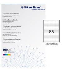 Etichette adesive - in carta - permanenti - 42 x 16,9 mm - 85 et/fg - 100 fogli - bianco - Starline