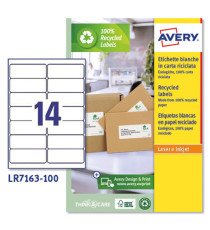 Etichette adesive - in carta riciclata - permanenti - 99,1 x 38,1 mm - 14 et/fg - 100 fogli - bianco - Avery