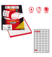 Etichette adesive A/400 - in carta - permanenti - 38,1 x 21,2 mm - 65 et/fg - 100 fogli - bianco - angoli tondi - Markin