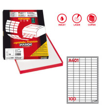 Etichette adesive A/401 - in carta - permanenti - 37 x 14 mm - 100 et/fg - 100 fogli - bianco - angoli tondi - Markin