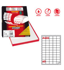 Etichette adesive A/402 - in carta - permanenti - 37,5 x 23,5 mm - 60 et/fg - 100 fogli - bianco - angoli tondi - Markin