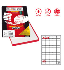 Etichette adesive A/402 - in carta - permanenti - 37,5 x 23,5 mm - 60 et/fg - 100 fogli - bianco - angoli tondi - Markin