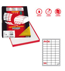 Etichette adesive A/406 - in carta - permanenti - 47,5 x 25,5 mm - 44 et/fg - 100 fogli - bianco - angoli tondi - Markin
