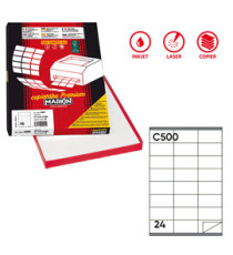 Etichette adesive C/500 - in carta - permanenti - 70 x 36 mm - 24 et/fg - 100 fogli - bianco - Markin