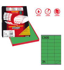 Etichette adesive C/500 - in carta - permanenti - 70 x 36 mm - 24 et/fg - 100 fogli - verde - Markin