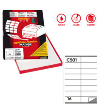 Etichette adesive C/501 - in carta - permanenti - 105 x 36 mm - 16 et/fg - 100 fogli - bianco - Markin