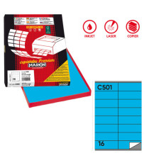 Etichette adesive C/501 - in carta - permanenti - 105 x 36 mm - 16 et/fg - 100 fogli - blu - Markin