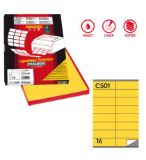 Etichette adesive C/501 - in carta - permanenti - 105 x 36 mm - 16 et/fg - 100 fogli - giallo - Markin