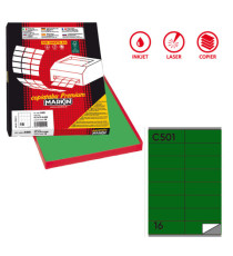 Etichette adesive C/501 - in carta - permanenti - 105 x 36 mm - 16 et/fg - 100 fogli - verde - Markin