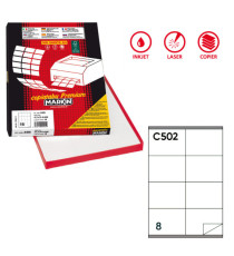 Etichette adesive C/502 - in carta - permanenti - 105 x 72 mm - 8 et/fg - 100 fogli - bianco - Markin