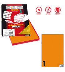 Etichette adesive C/503 - in carta - permanenti - 210 x 297 mm - 1 et/fg - 100 fogli - arancio fluo - Markin