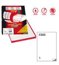 Etichette adesive C/503 - in carta - permanenti - 210 x 297 mm - 1 et/fg - 100 fogli - bianco - Markin