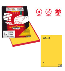 Etichette adesive C/503 - in carta - permanenti - 210 x 297 mm - 1 et/fg - 100 fogli - giallo - Markin