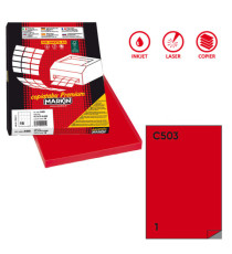 Etichette adesive C/503 - in carta - permanenti - 210 x 297 mm - 1 et/fg - 100 fogli - rosso - Markin