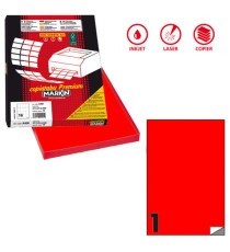 Etichette adesive C/503 - in carta - permanenti - 210 x 297 mm - 1 et/fg - 100 fogli - rosso fluo - Markin