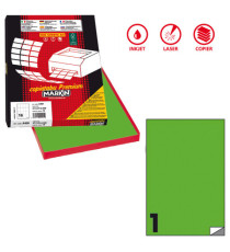 Etichette adesive C/503 - in carta - permanenti - 210 x 297 mm - 1 et/fg - 100 fogli - verde fluo - Markin