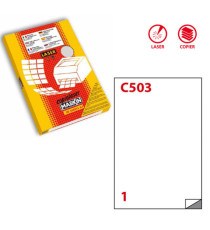Etichette adesive C/503 - in poliestere - permanenti - 210 x 297 mm - 1 et/fg - 50 fogli - trasparente lucido - x laser