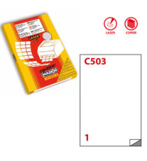 Etichette adesive C/503 - in poliestere - permanenti - 210 x 297 mm - 1 et/fg - 50 fogli - trasparente opaco - x laser -