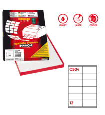 Etichette adesive C/504 - in carta - permanenti - 105 x 48 mm - 12 et/fg - 100 fogli - bianco - Markin