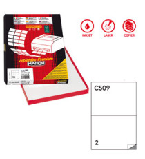 Etichette adesive C/509 - in carta - permanenti - 210 x 148,5 mm - 2 et/fg - 100 fogli - bianco - Markin