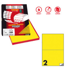 Etichette adesive C/509 - in carta - permanenti - 210 x 148,5 mm - 2 et/fg - 100 fogli - giallo fluo - Markin