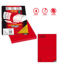 Etichette adesive C/509 - in carta - permanenti - 210 x 148,5 mm - 2 et/fg - 100 fogli - rosso - Markin