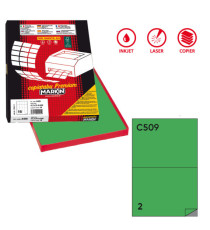 Etichette adesive C/509 - in carta - permanenti - 210 x 148,5 mm - 2 et/fg - 100 fogli - verde - Markin