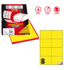 Etichette adesive C/512 - in carta - permanenti - 105 x 74,25 mm - 8 et/fg - 100 fogli - giallo fluo - Markin