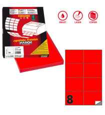 Etichette adesive C/512 - in carta - permanenti - 105 x 74,25 mm - 8 et/fg - 100 fogli - rosso fluo - Markin