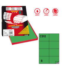 Etichette adesive C/512 - in carta - permanenti - 105 x 74,25 mm - 8 et/fg - 100 fogli - verde - Markin