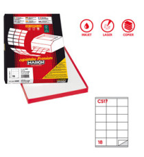 Etichette adesive C/517 - in carta - permanenti - 70 x 48 mm - 18 et/fg - 100 fogli - bianco - Markin
