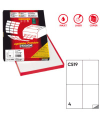 Etichette adesive C/519 - in carta - permanenti - 105 x 148,5 mm - 4 et/fg - 100 fogli - bianco - Markin