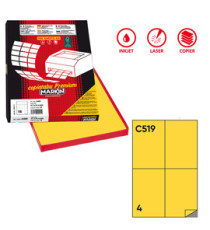 Etichette adesive C/519 - in carta - permanenti - 105 x 148,5 mm - 4 et/fg - 100 fogli - giallo - Markin