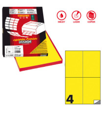 Etichette adesive C/519 - in carta - permanenti - 105 x 148,5 mm - 4 et/fg - 100 fogli - giallo fluo - Markin
