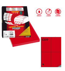 Etichette adesive C/519 - in carta - permanenti - 105 x 148,5 mm - 4 et/fg - 100 fogli - rosso - Markin