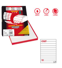Etichette adesive C/527 - in carta - permanenti - 210 x 24,75 mm - 12 et/fg - 100 fogli - bianco - Markin