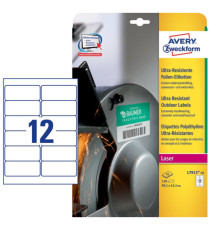 Etichette adesive extra resistenti - in PE - laser - 99,1 x 42,3 mm - 12 et/fg - 10 fogli - bianco - Avery