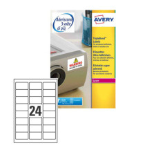 Etichette adesive extra strong L6141 - in poliestere - laser - permanenti - 63,5 x 33,9 mm - 24 et/fg - 20 fogli - bianc