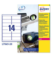 Etichette adesive extra strong L7063 - in poliestere - laser - permanenti - 99,1 x 38,1 mm - 14 et/fg - 20 fogli - bianc