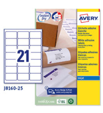Etichette adesive J8160 - in carta - angoli arrotondati - inkjet - permanenti - 63,5 x 38,1 mm - 21 et/fg - 25 fogli - b