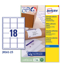 Etichette adesive J8161 - in carta - angoli arrotondati - inkjet - permanenti - 63,5 x 46,6 mm - 18 et/fg - 25 fogli - b