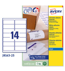 Etichette adesive J8163 - in carta - angoli arrotondati - inkjet - permanenti - 99,1 x 38,1 mm - 14 et/fg - 25 fogli - b