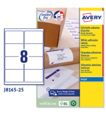 Etichette adesive J8165 - in carta - angoli arrotondati - inkjet - permanenti - 99,1 x 67,7 mm - 8 et/fg - 25 fogli - bi