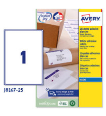 Etichette adesive J8167 - in carta - angoli arrotondati - inkjet - permanenti - 199,6 x 289,1 mm - 1 et/fg - 25 fogli -