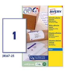 Etichette adesive J8167 - in carta - angoli arrotondati - inkjet - permanenti - 199,6 x 289,1 mm - 1 et/fg - 25 fogli -