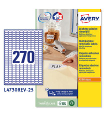 Etichette adesive L4730REV - in carta - angoli arrotondati - rimovibili - 17,8 x 10 mm - 270 et/fg - 25 fogli - bianco -
