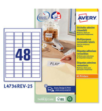 Etichette adesive L4736REV - in carta - angoli arrotondati - rimovibili - 45,7 x 21,2 mm - 48 et/fg - 25 fogli - bianco