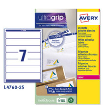 Etichette adesive L4760 - in carta - angoli arrotondati - permanenti - 192 x 38 mm - 7 et/fg - 25 fogli - bianco coprent