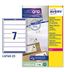 Etichette adesive L4760 - in carta - angoli arrotondati - permanenti - 192 x 38 mm - 7 et/fg - 25 fogli - bianco coprent